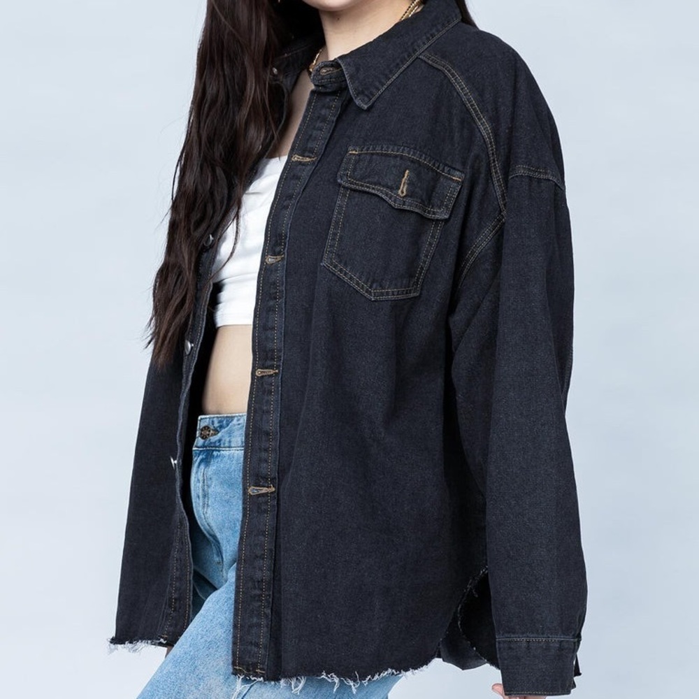 Princess Polly Allen Denim Jacket in Black Size 4 New with tag - Picture 2 of 14